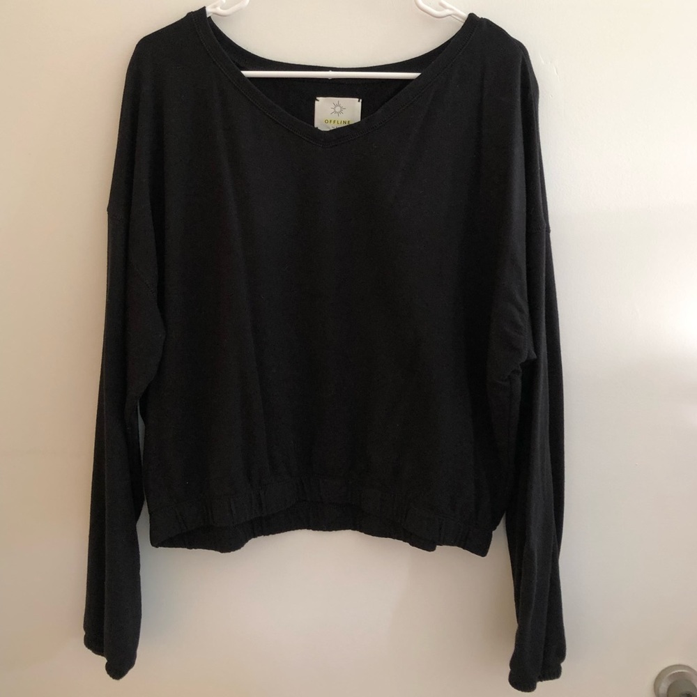 Offline (aerie) cropped black long sleeve